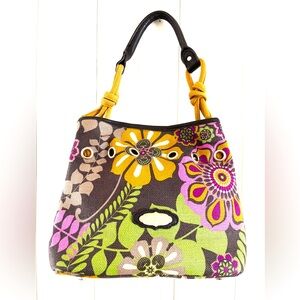 Spartina 449 Floral Linen Shoulder Bag W/ Leather Trim, NWOT